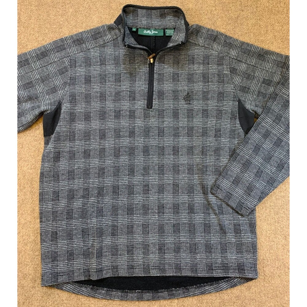 Bobby Jones Collection Sweater Mens M Plaid 1/4-Zip Golf Pullover Long Sleeve